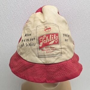 Schlitz Beer Vintage Red & White Man Cave Bucket Hat